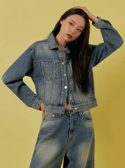 button-up-denim-jacket-ia507 / Blue