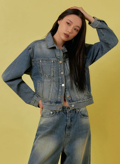 button-up-denim-jacket-ia507 / Blue