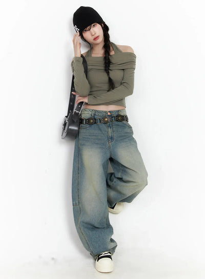 mariah-wide-leg-baggy-jeans-cj526 / Blue