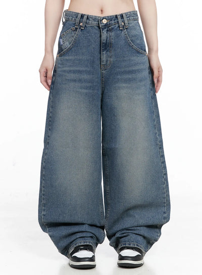 laney-washed-wide-leg-jeans-co520 / Blue