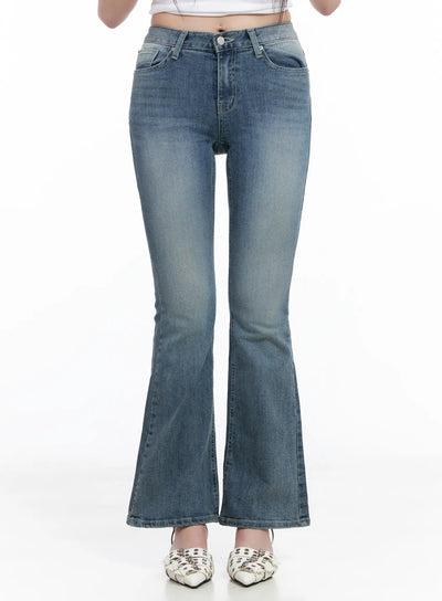kallie-high-waist-bootcut-flared-jeans-cm513 / Blue