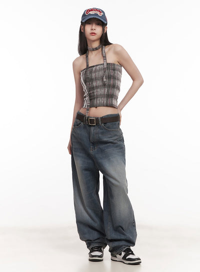 abbie-washed-wide-leg-jeans-cm517 / Blue