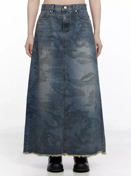 distressed-denim-maxi-skirt-in514 / Blue