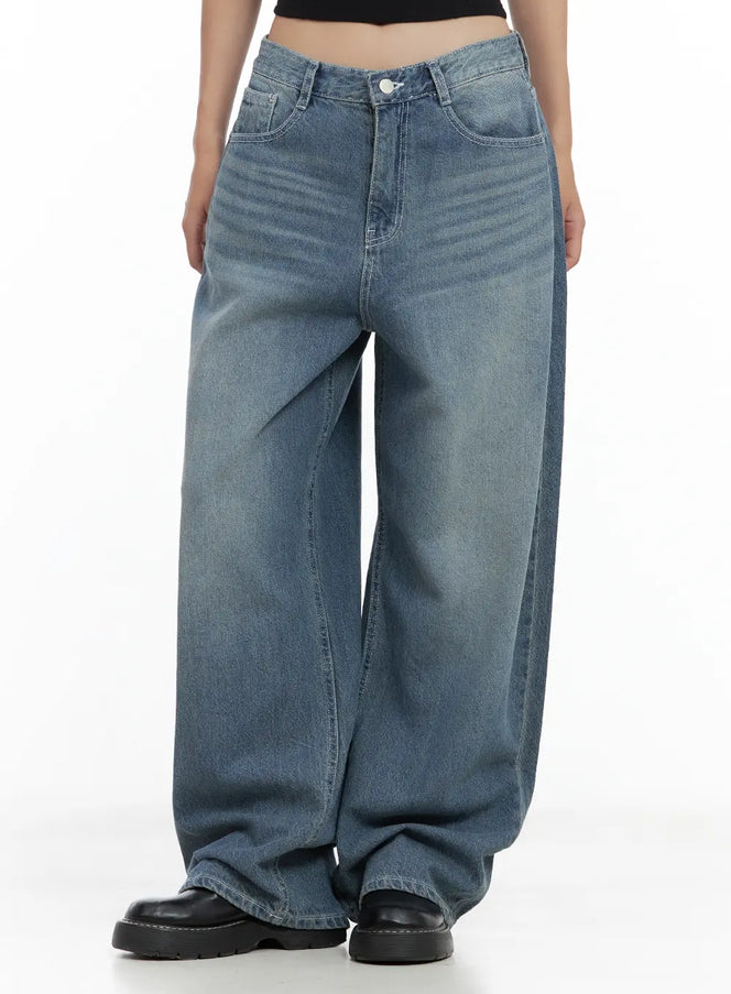 riwon-retro-wash-wide-jeans-cl508 / Blue