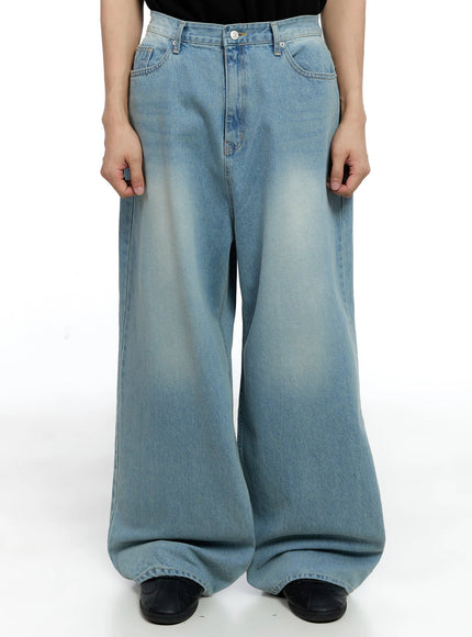 mens-mid-wash-baggy-jeans-ig520 / Blue