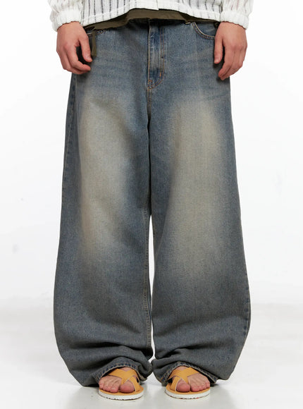 mens-washed-vintage-denim-jeans-ig511 / Blue