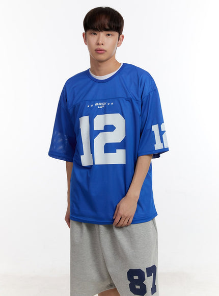 mens-oversized-graphic-mesh-t-shirt-ia504 / Blue
