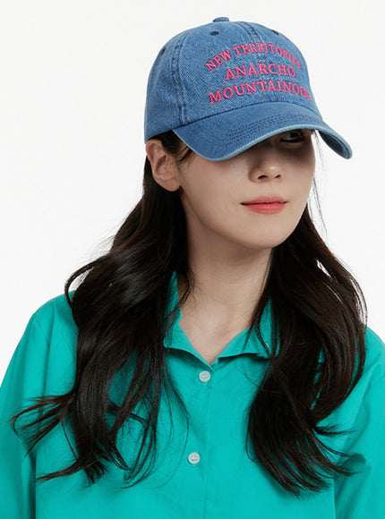 denim-lettering-embroidered-cap-oa405 / Blue