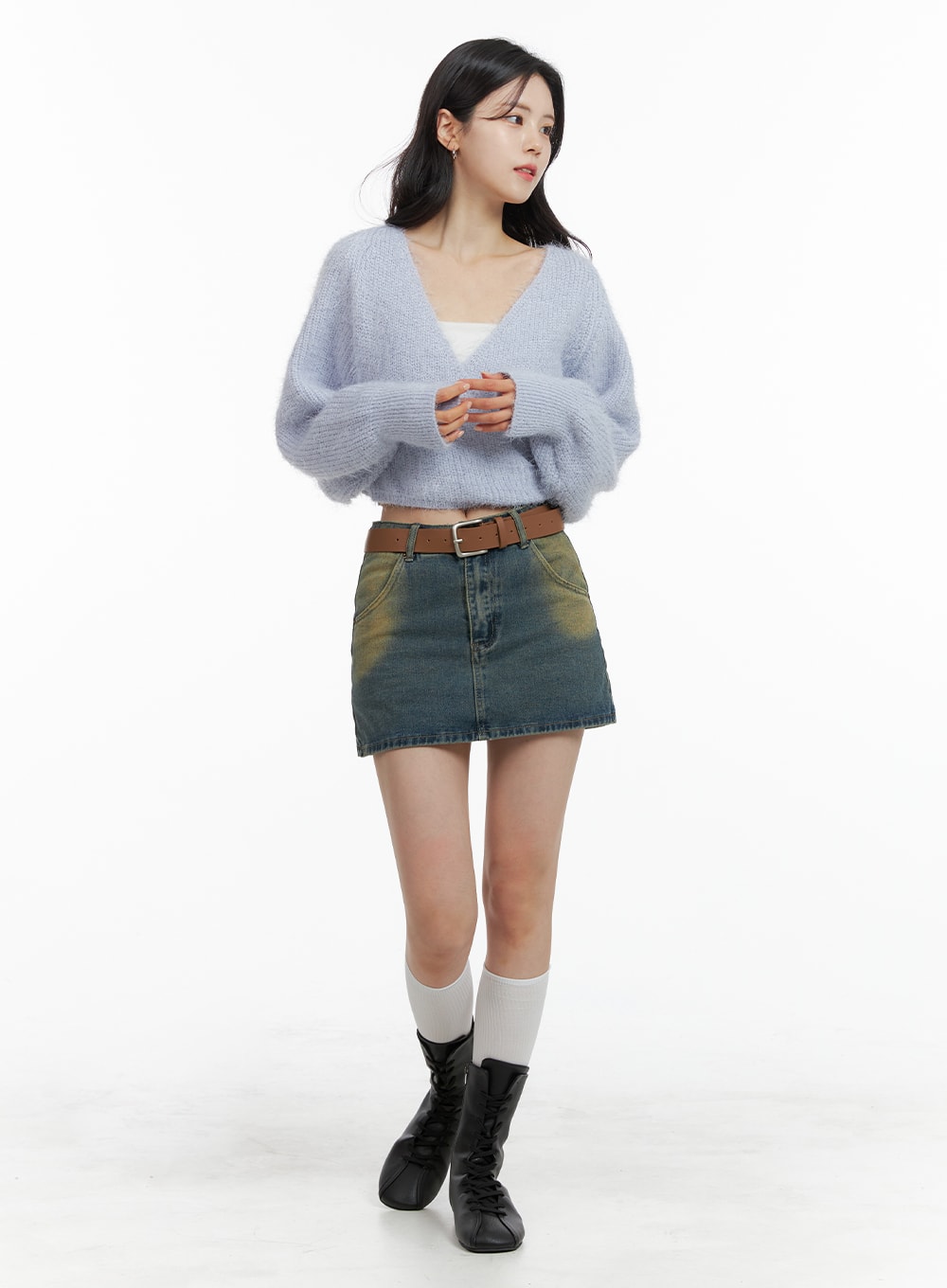 vintage-washed-classic-denim-mini-skirt-om419 / Blue