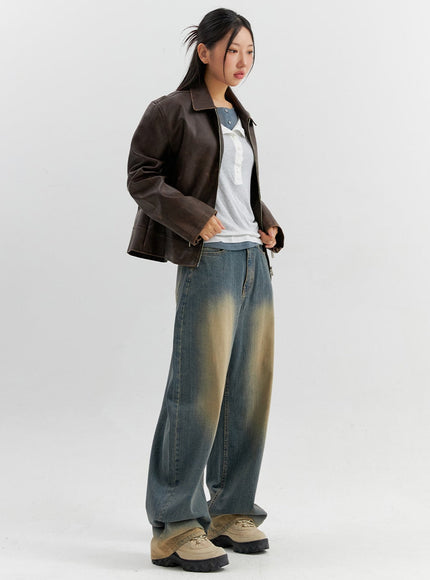 vintage-wash-wide-leg-jeans-co306 / Blue