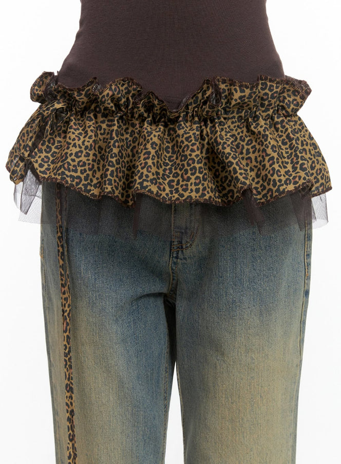 leopard-frill-belt-is427 / Brown