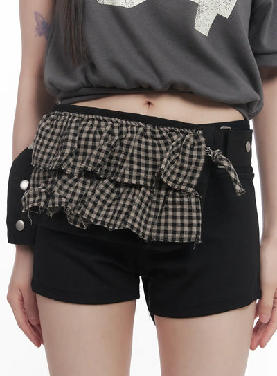 plaid-print-belt-bag-cu518 / Brown