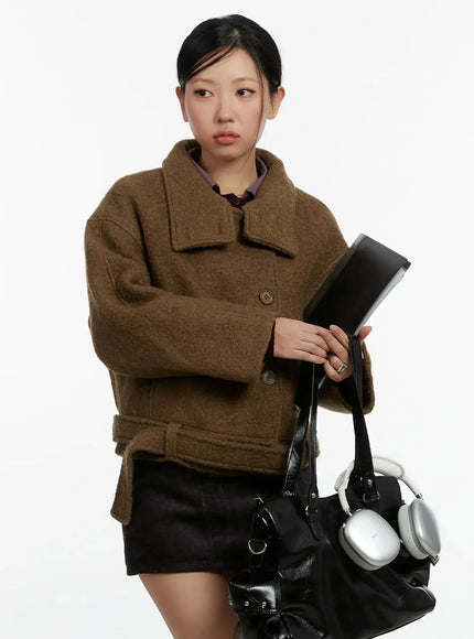 quilted-short-button-up-jacket-id525 / Brown