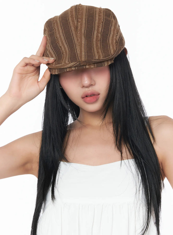 retro-style-stripe-cap-cy513 / Brown