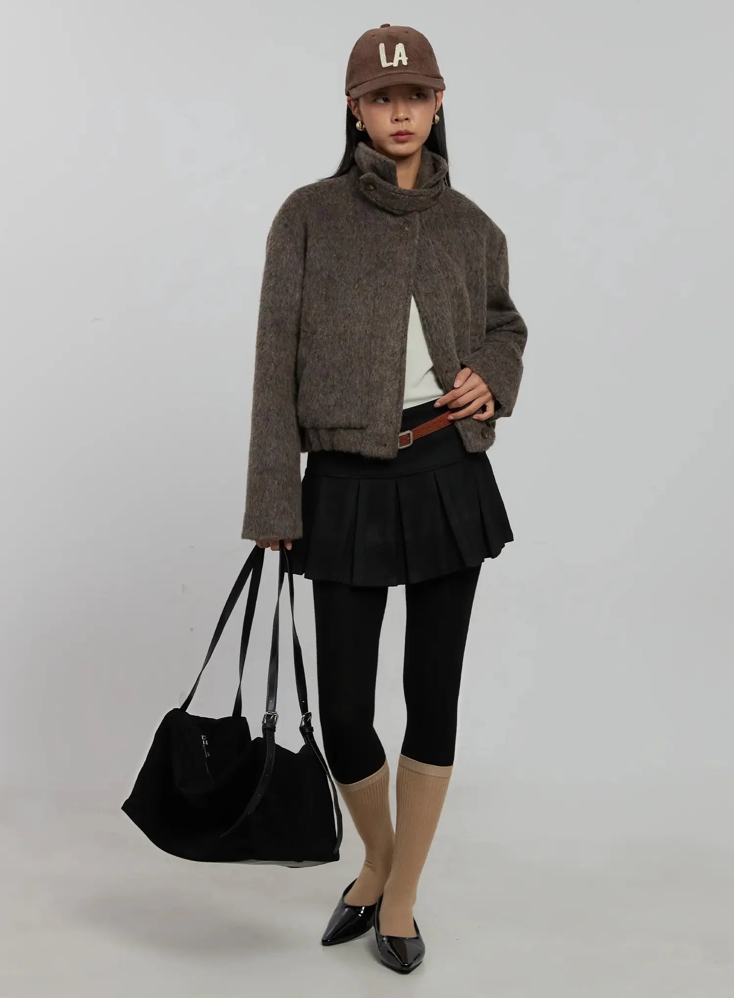 high-neck-zip-up-jacket-ij509 / Brown