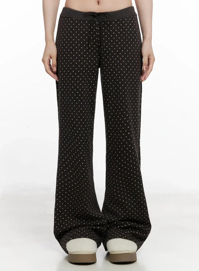 polka-dot-bootcut-flare-pants-in514 / Brown