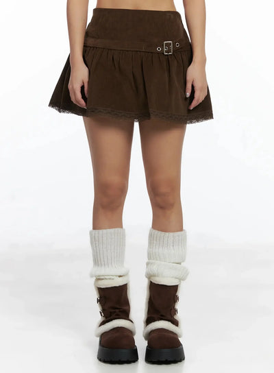 belted-lace-skort-id503 / Brown