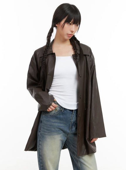 oversized-faux-leather-jacket-cg420 / Brown