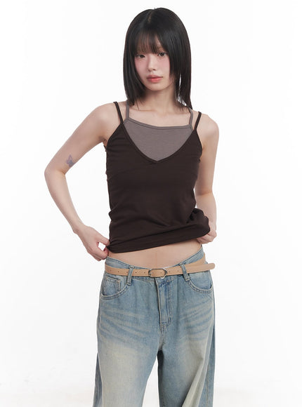 layered-two-tone-cami-cu505 / Brown
