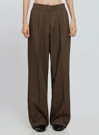brown-wide-leg-tailored-pants-io530 / Brown