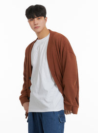 mens-cozy-overfit-buttoned-cardigan-ia402 / Brown