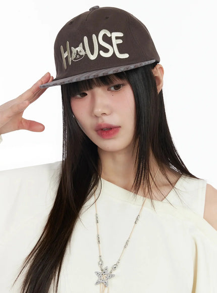 plaid-graphic-baseball-cap-im523 / Brown