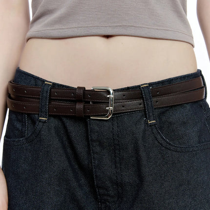 double-strap-faux-leather-belt-cg511 / Brown