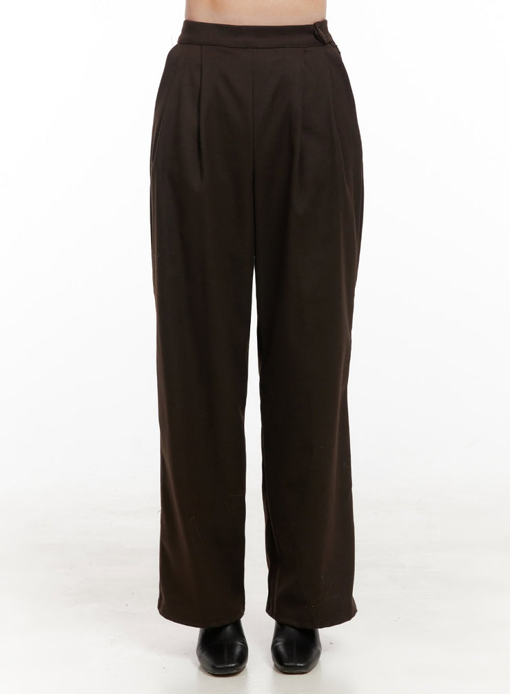 solid-print-tailored-wool-trousers-od403 / Brown