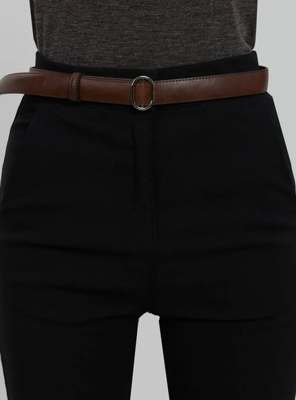 slim-oval-buckle-belt-ij509 / Brown