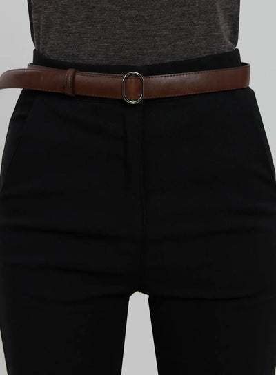 slim-oval-buckle-belt-ij509 / Brown