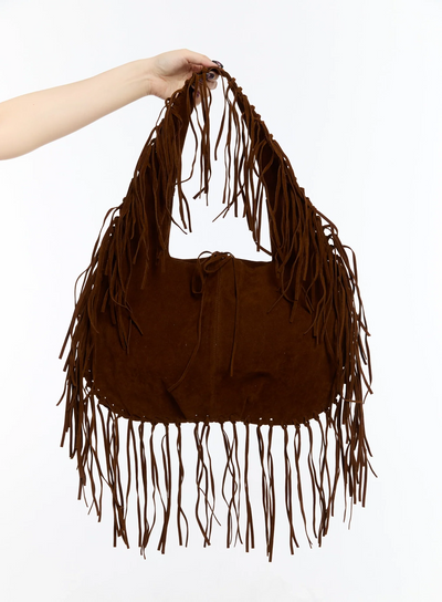 western-style-suede-tassel-bag-im530 / Brown