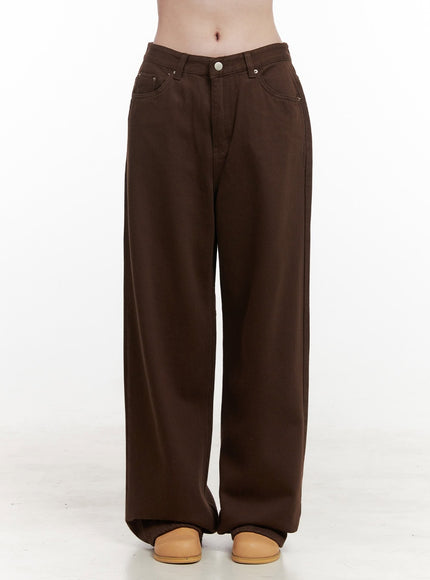 cozy-wide-leg-cotton-pants-od418 / Brown