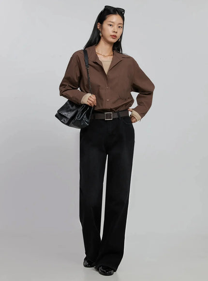 oversized-button-up-shirt-id516 / Brown