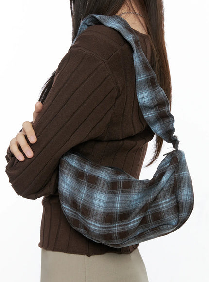 plaid-mini-shoulder-bag-co506 / Brown