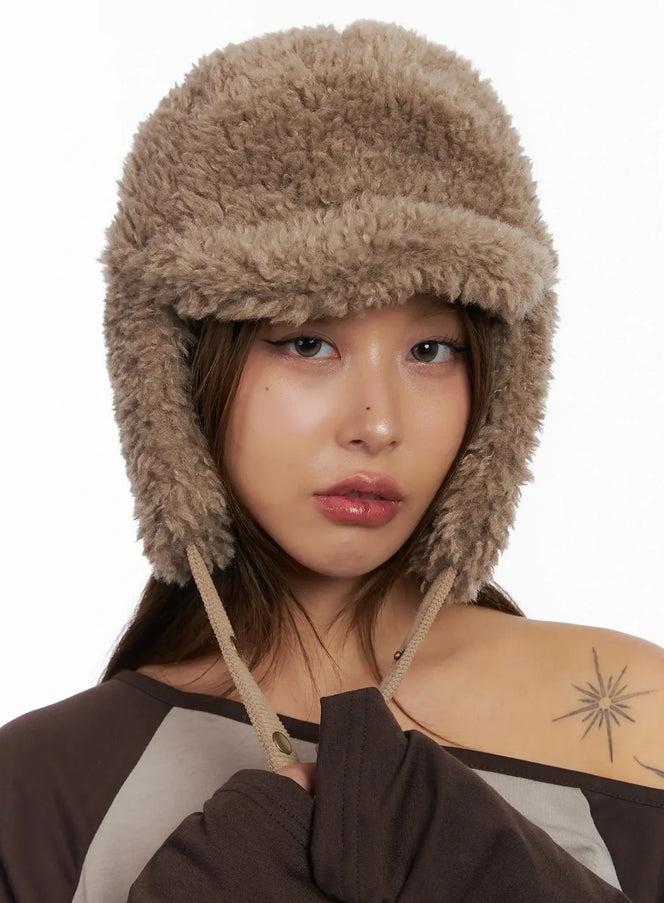 earflap-hat-in528 / Brown