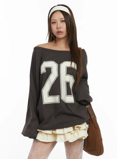 off-shoulder-loose-fit-sweatshirt-cj513 / Dark beige