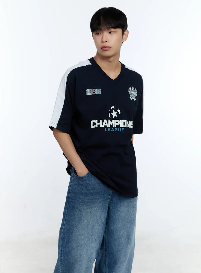 mens-v-neck-champions-league-graphic-jersey-ig515 / Dark blue