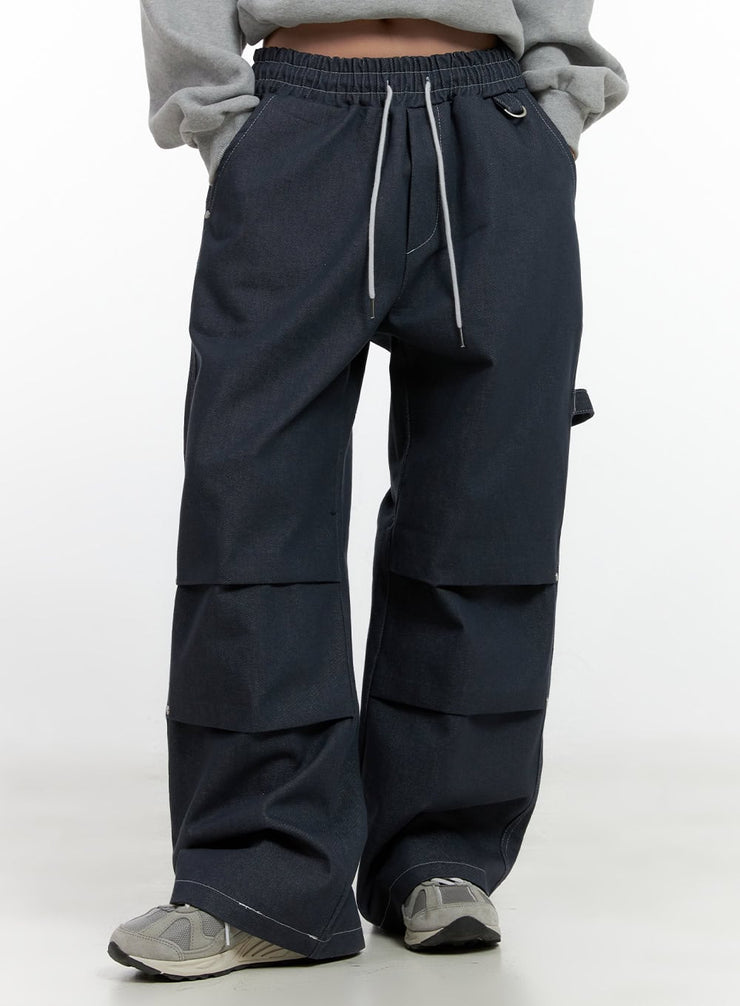 non-fade-wide-leg-denim-trousers-cn412 / Dark blue