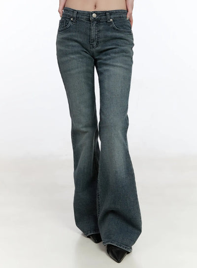 kailani-low-rise-washed-bootcut-flared-jeans-ca501 / Dark blue