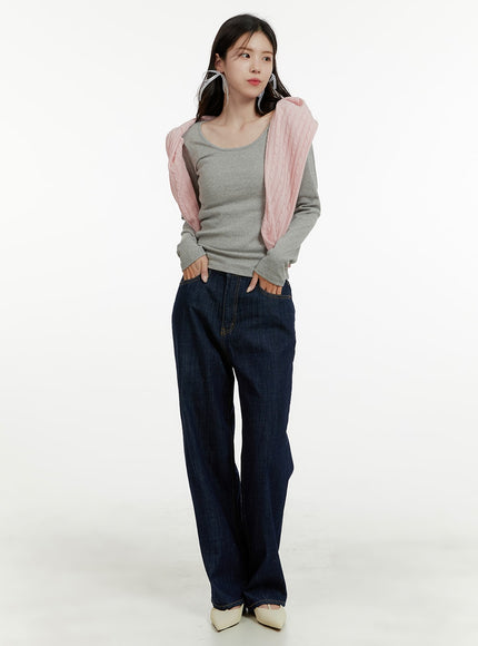 classic-cotton-straight-jeans-oa405 / Dark blue