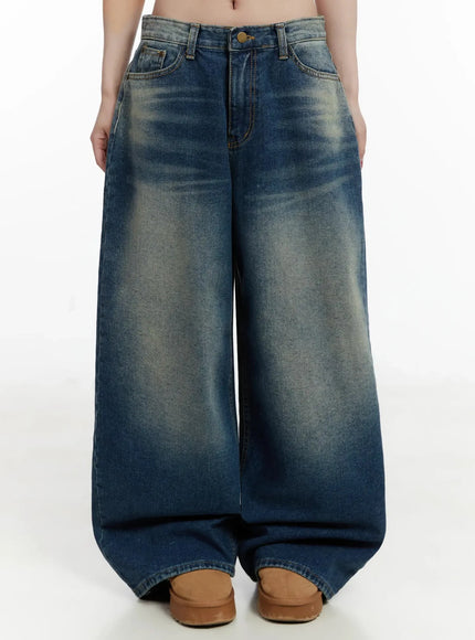 ailany-washed-baggy-jeans-ij516 / Dark blue