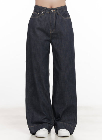 seline-non-fade-wide-leg-jeans-ca510 / Dark blue