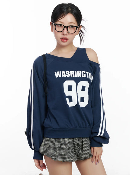 off-shoulder-graphic-sweatshirt-cf503 / Dark blue