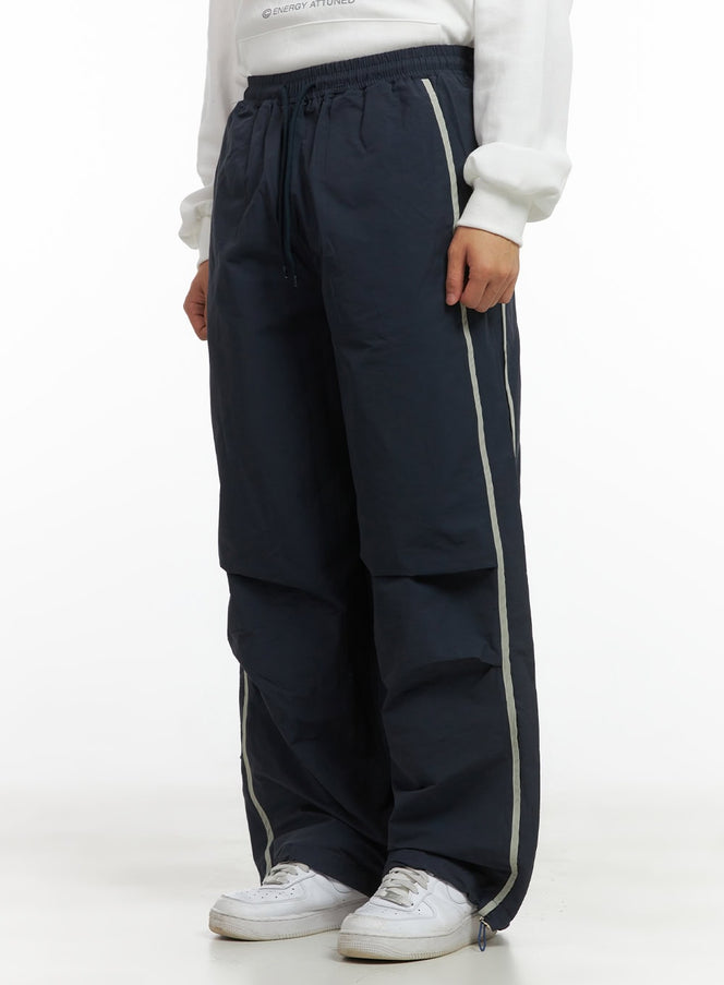 nylon-banded-string-wide-leg-pants-co410 / Dark blue