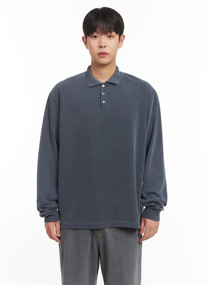 mens-washed-cotton-collared-t-shirt-im527 / Dark blue