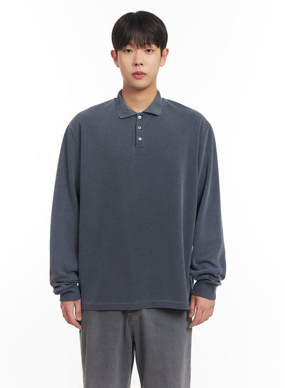 mens-washed-cotton-collared-t-shirt-im527 / Dark blue