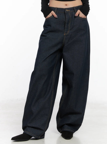 heaven-wide-leg-dark-washed-jeans-cn513 / Dark blue