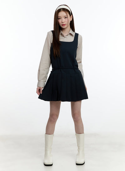 square-neck-pleated-mini-dress-cm521 / Dark blue