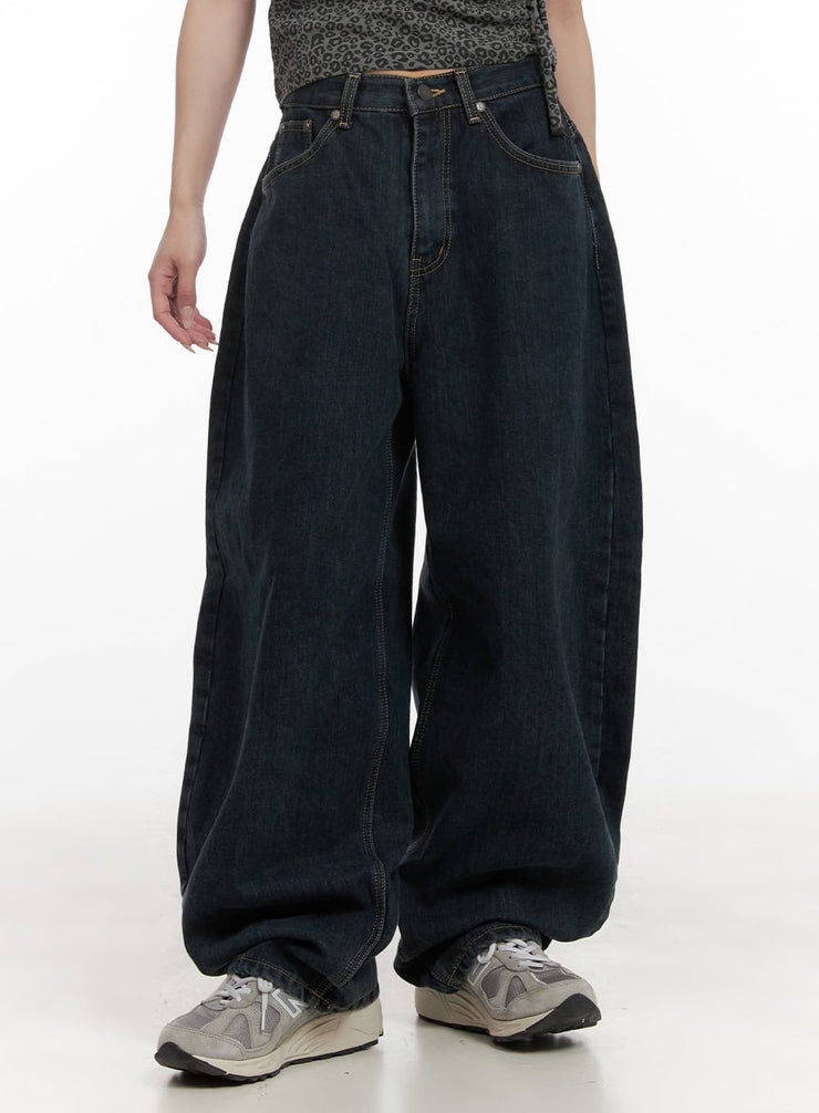 helena-wide-fit-baggy-denim-jeans-cd404 / Dark blue