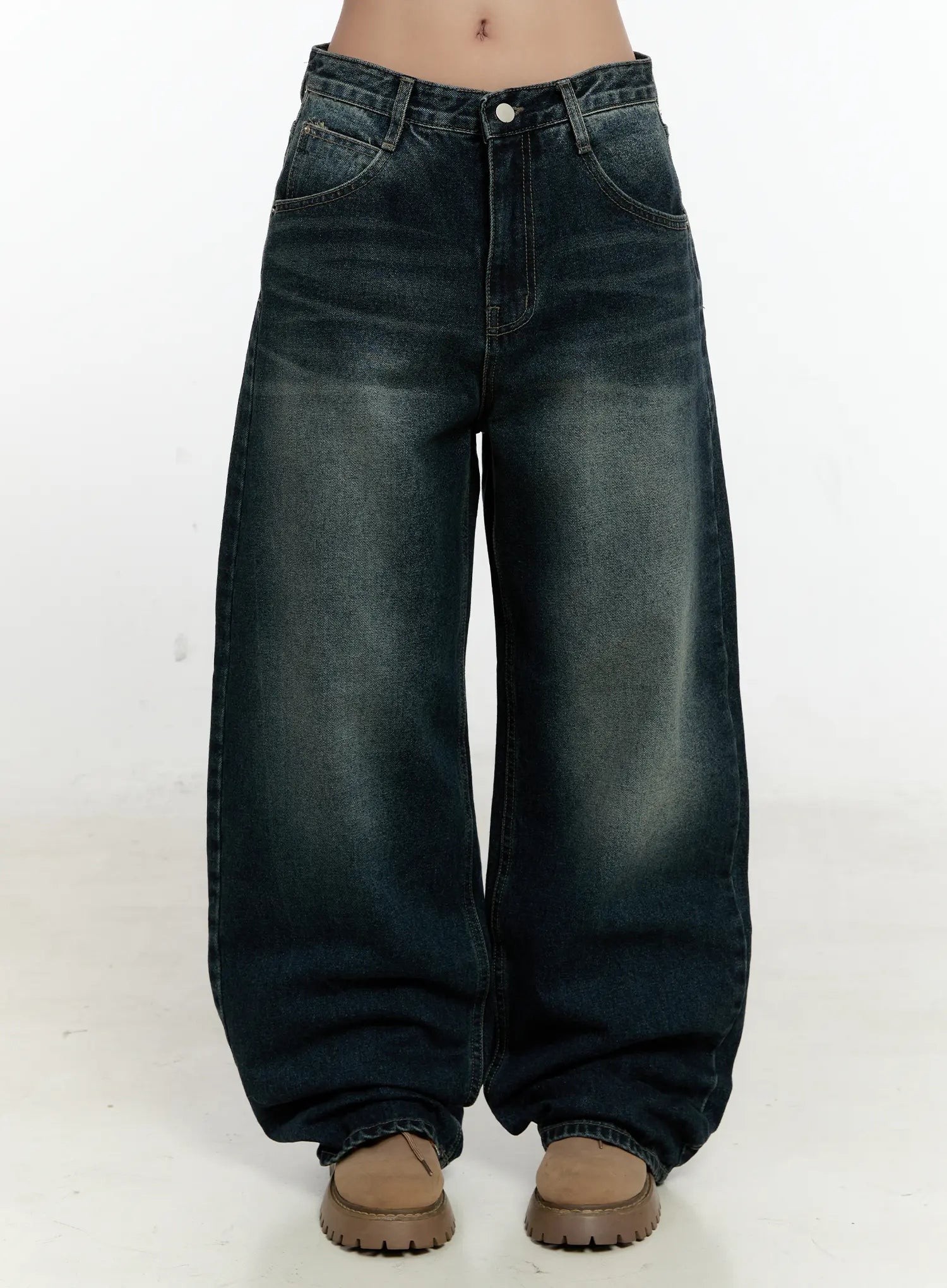 charli-vintage-washed-wide-leg-jeans-cn505 / Dark blue